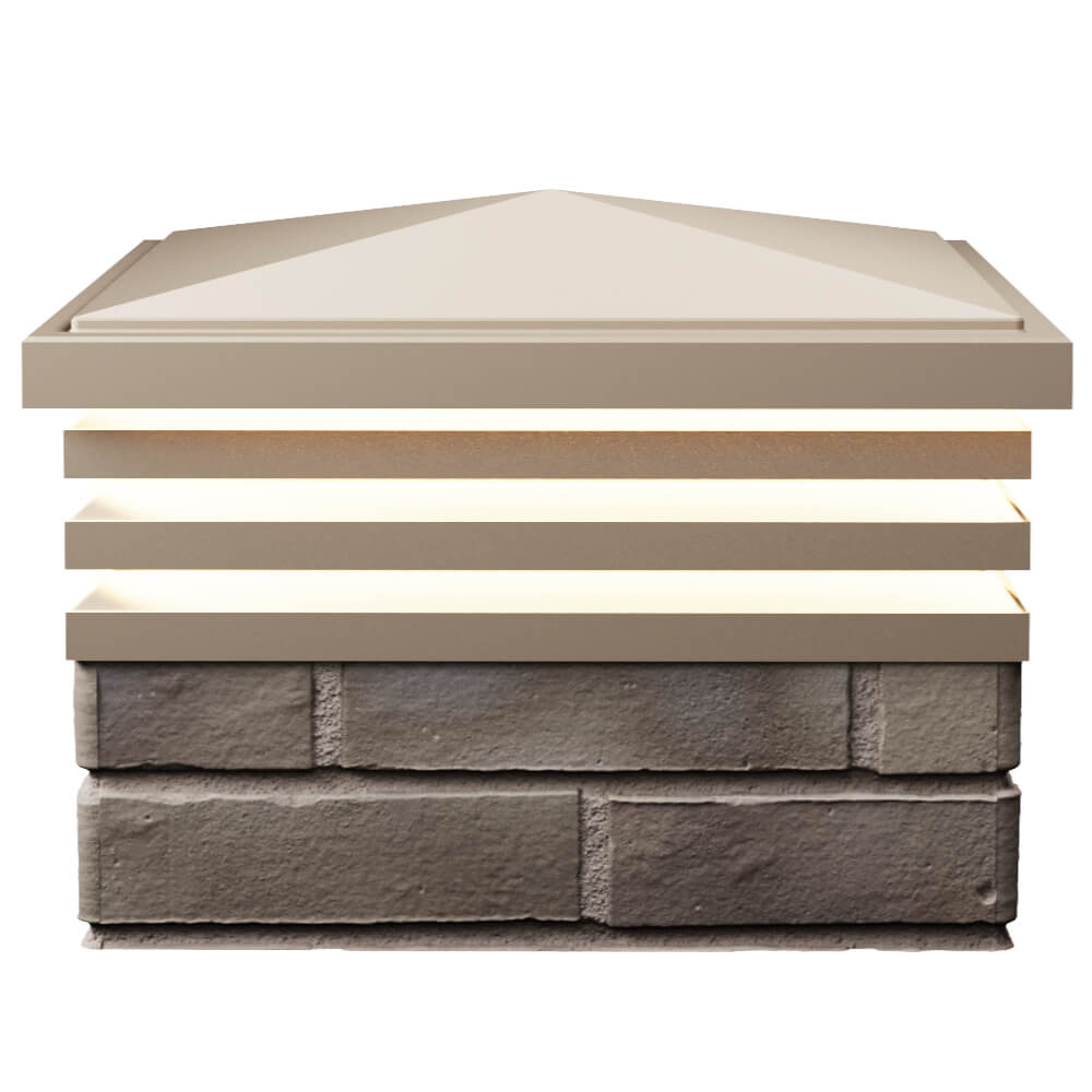 Колпак Zking Бона ХайТек Бежевый на столб 1.5х1.5 кирпича (385х385мм) с подсветкой в Сибае фото