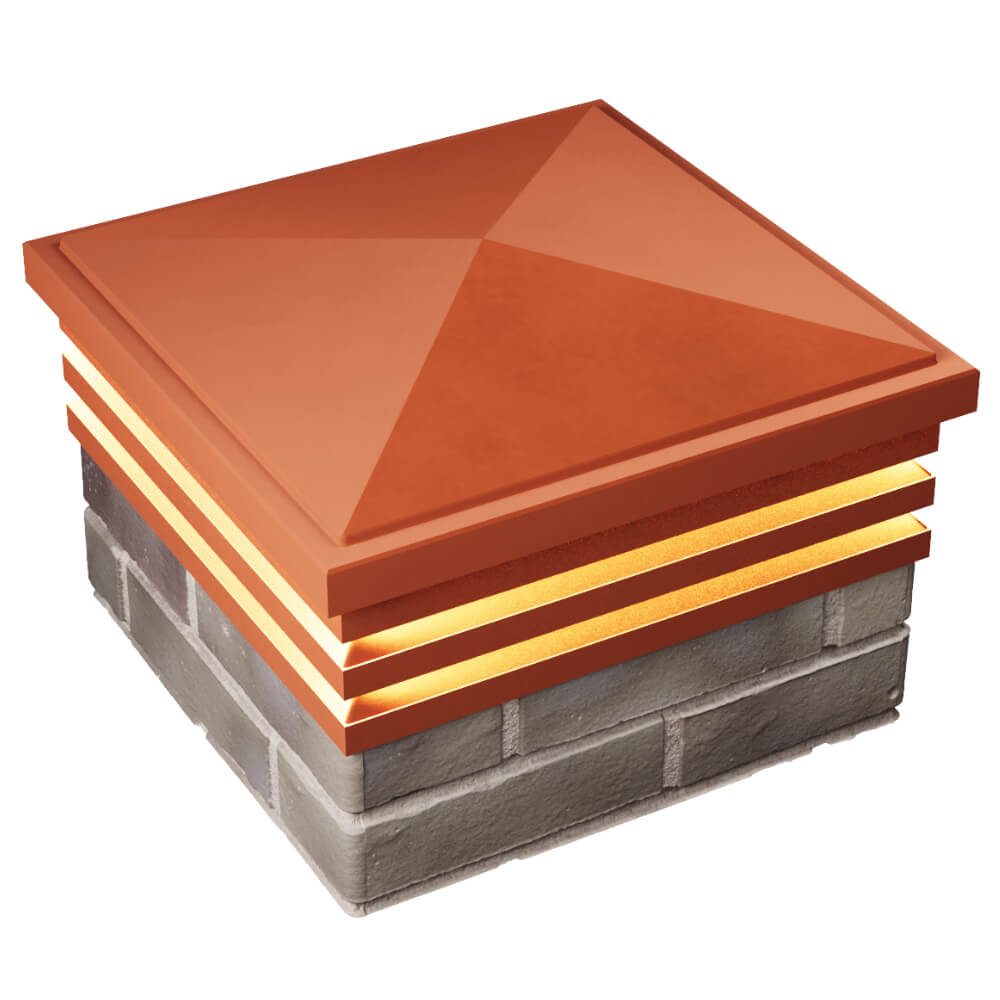 Колпак Zking Бона ХайТек Красный на столб 1.5х1.5 кирпича (385х385мм) с подсветкой в Сибае фото