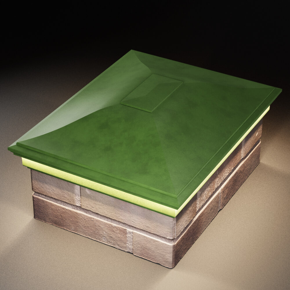 Колпак Zking Монблан Зеленый на столб 2х1.5 кирпича (515х385мм) c подсветкой в Сибае фото