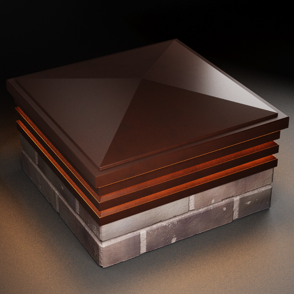 Колпак Zking Бона ХайТек Коричневый на столб 2х2 кирпича (513х513мм) с подсветкой в Сибае фото