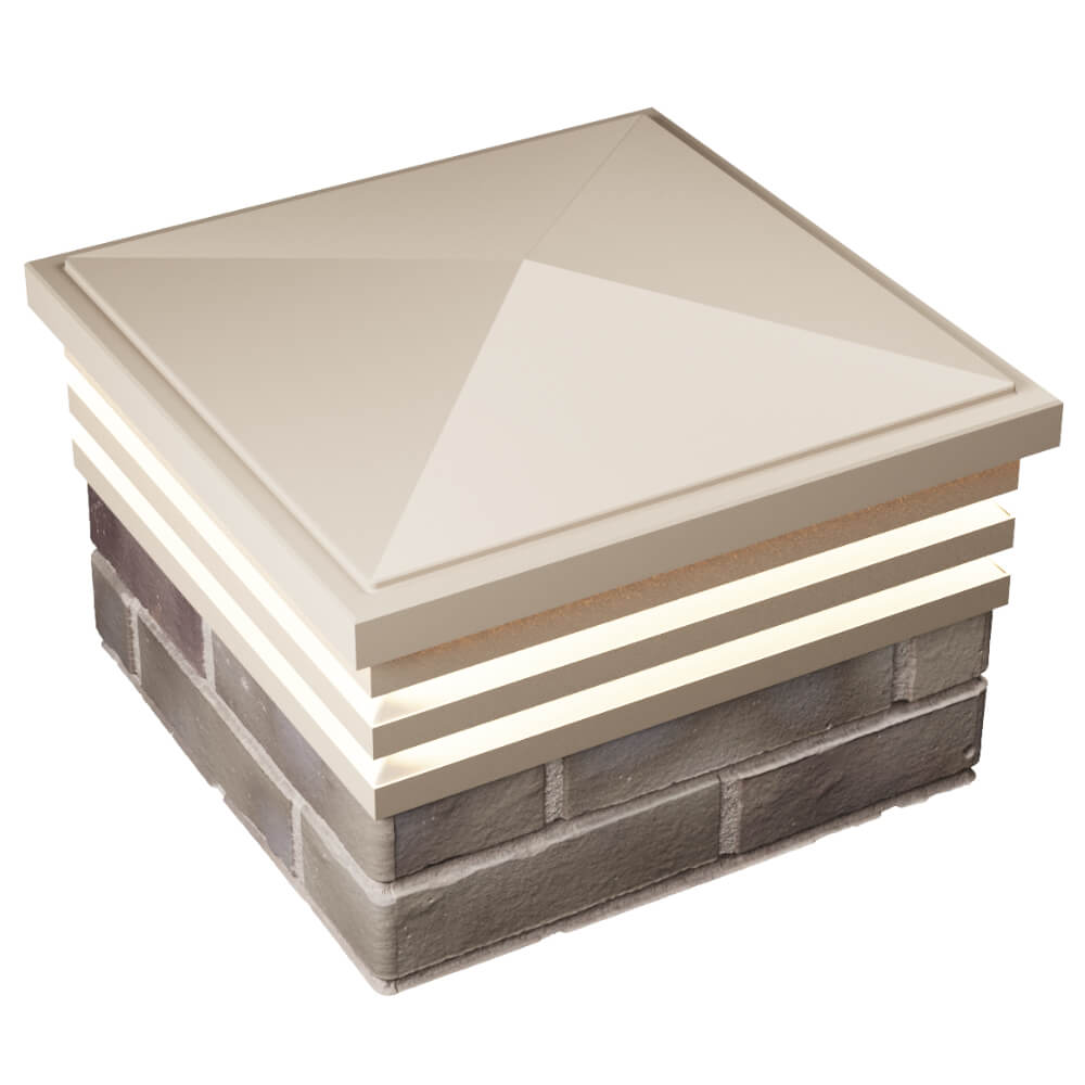 Колпак Zking Бона ХайТек Бежевый на столб 1.5х1.5 кирпича (385х385мм) с подсветкой в Сибае фото