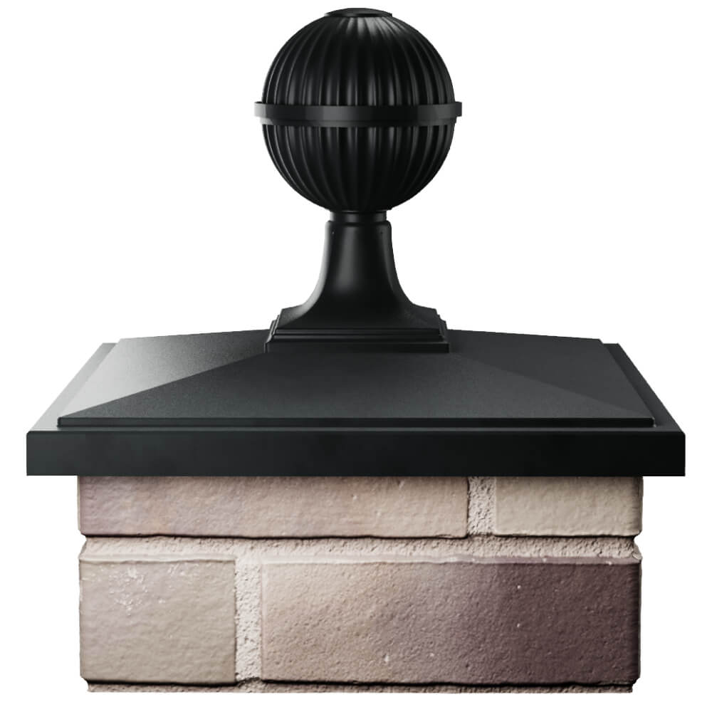 Колпак Zking БонаМоно Черный с шаром на столб 1.5х1.5 кирпича (385х385, 400х400мм) в сборе Сибай фото
