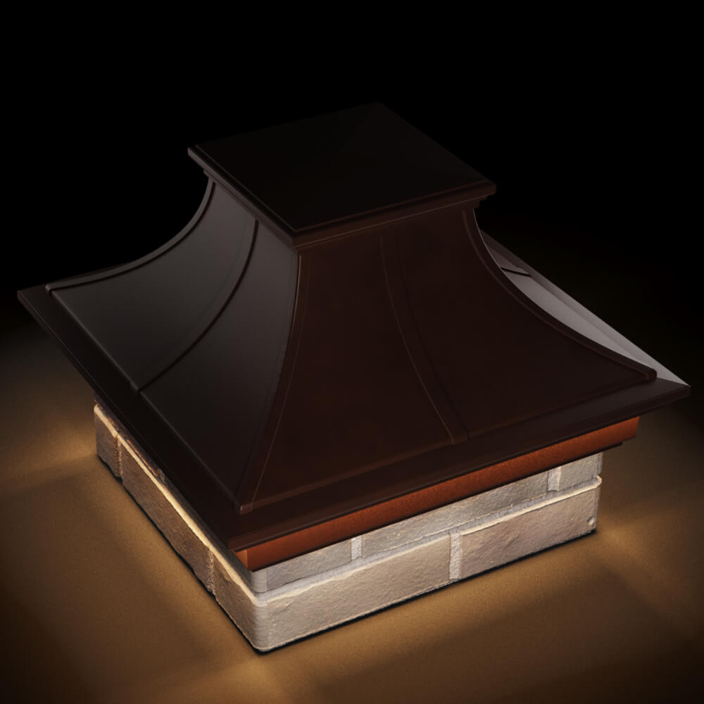 Колпак Zking Монблан Премиум Коричневый на столб 1.5х1.5 кирпича (385х385мм) с подсветкой в Сибае фото