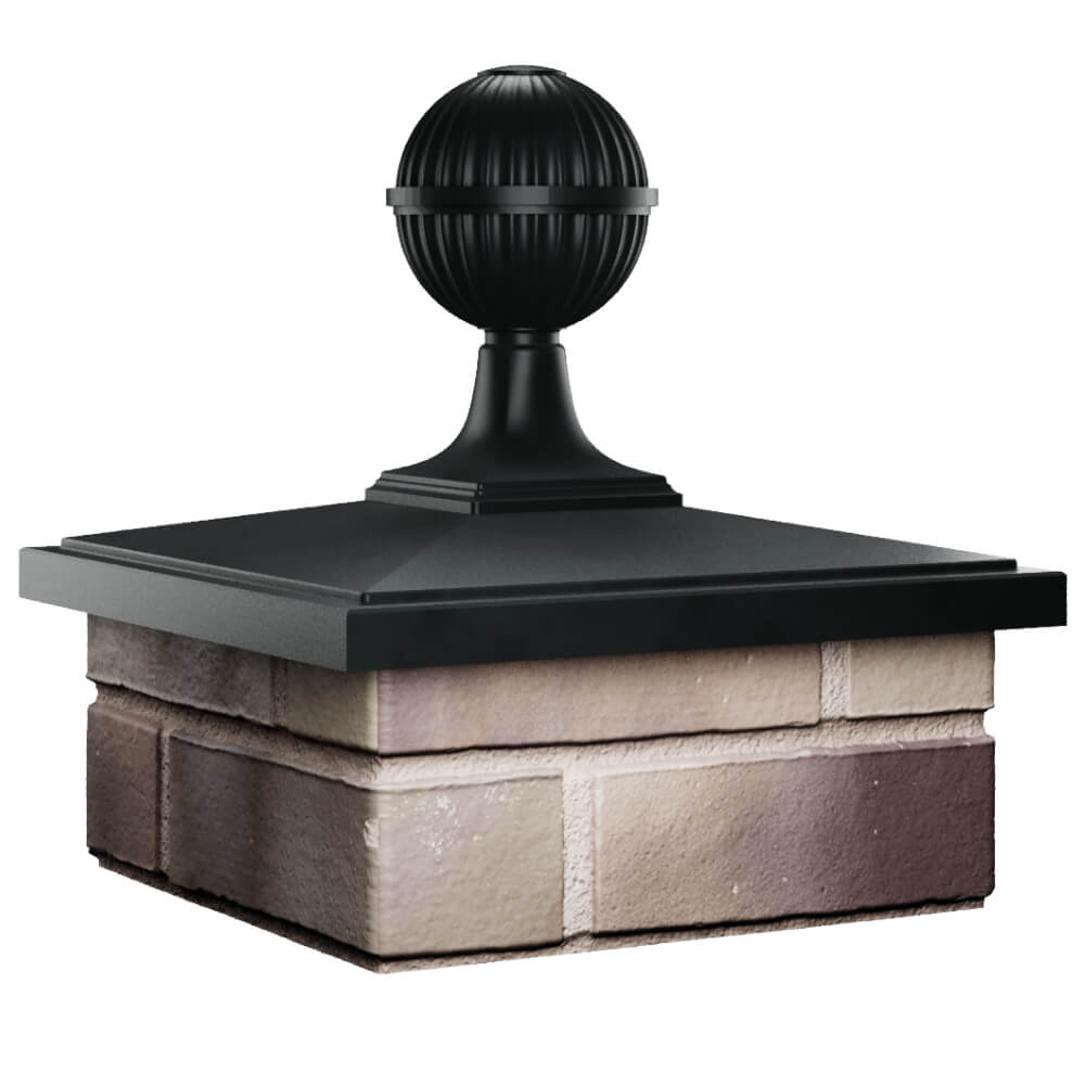 Колпак Zking БонаМоно Черный с шаром на столб 1.5х1.5 кирпича (385х385, 400х400мм) в сборе в Сибае фото