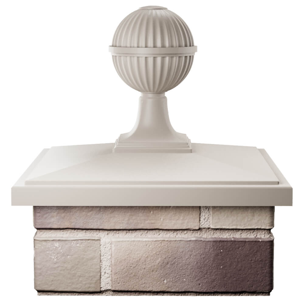 Колпак Zking БонаМоно Бежевый с шаром на столб 1.5х1.5 кирпича (385х385, 400х400мм) в сборе Сибай фото