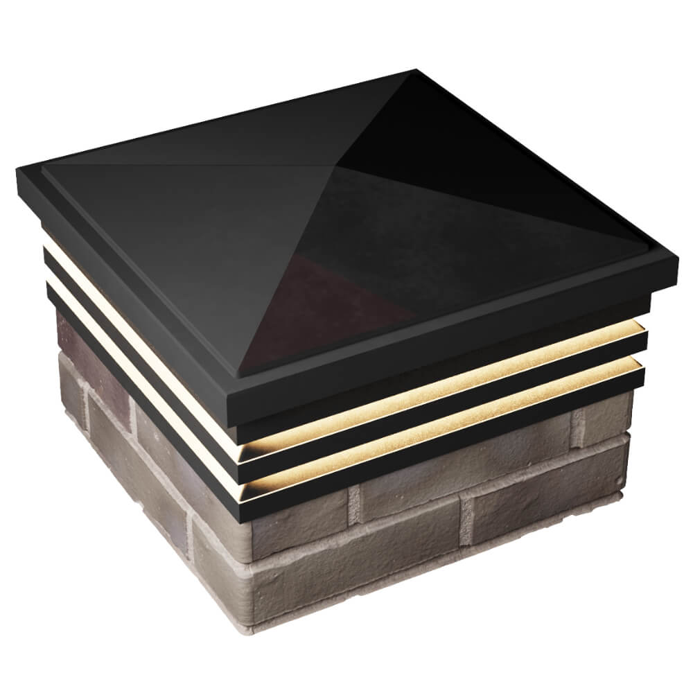 Колпак Zking Бона ХайТек Черный на столб 1.5х1.5 кирпича (385х385мм) с подсветкой в Сибае фото