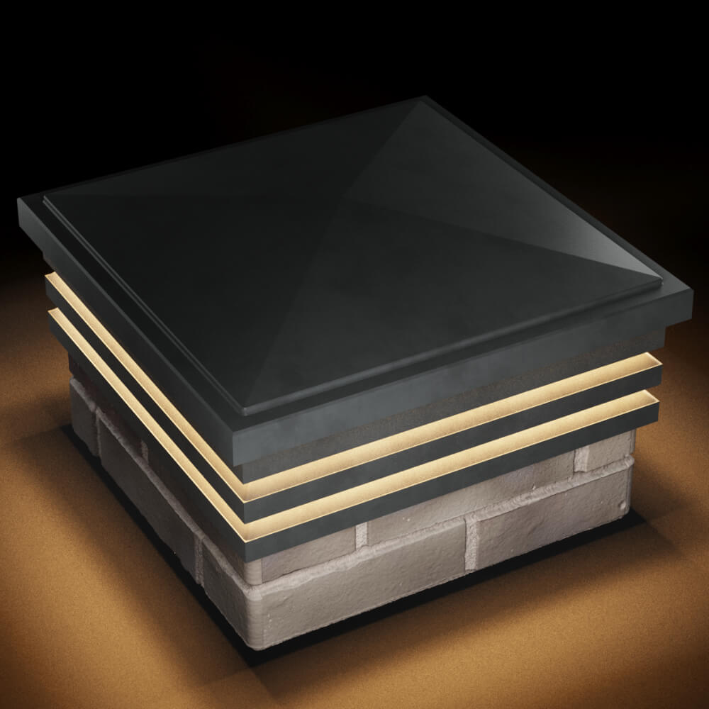 Колпак Zking Бона ХайТек Серый на столб 1.5х1.5 кирпича (385х385мм) с подсветкой в Сибае фото