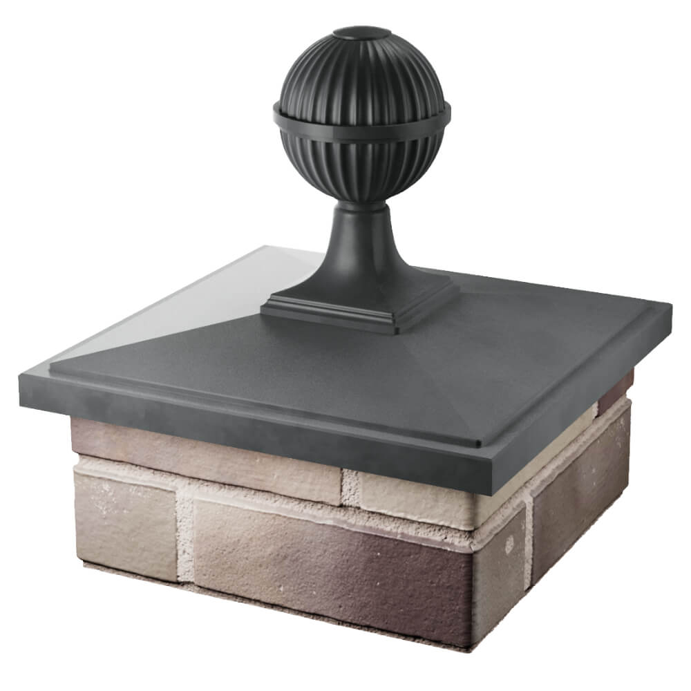 Колпак Zking БонаМоно Серый с шаром на столб 1.5х1.5 кирпича (385х385, 400х400мм) в сборе в Сибае фото