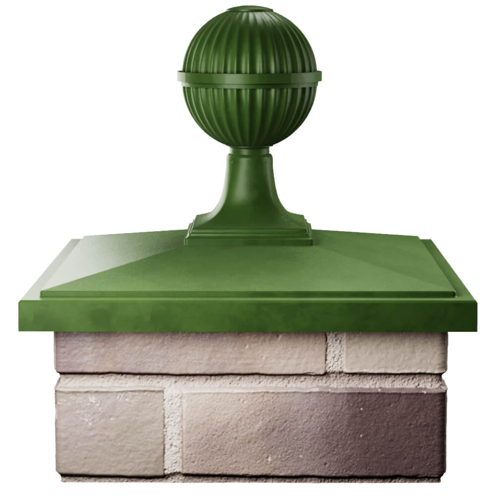Колпак Zking БонаМоно Зеленый с шаром на столб 1.5х1.5 кирпича (385х385, 400х400мм) в сборе Сибай фото