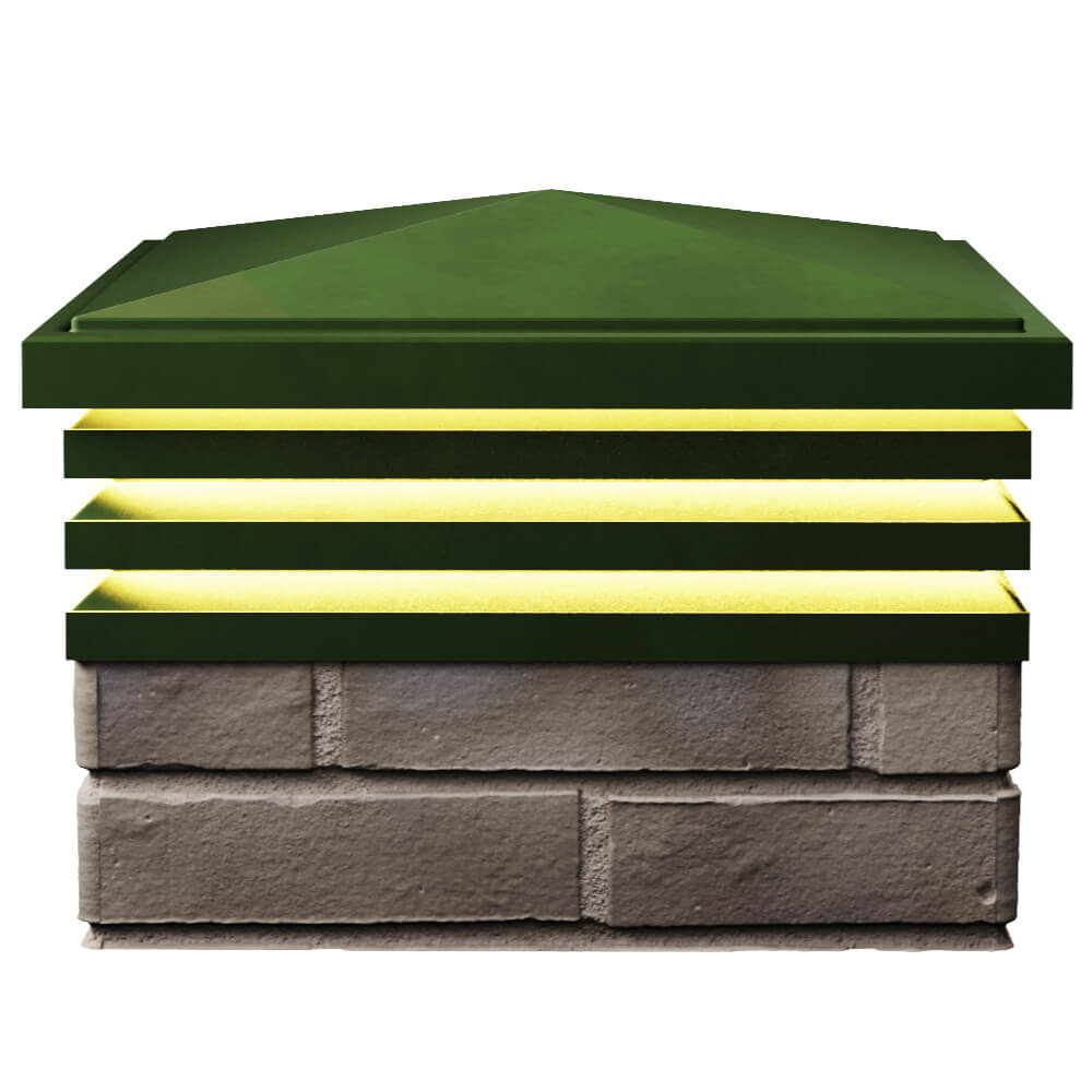 Колпак Zking Бона ХайТек Зеленый на столб 1.5х1.5 кирпича (385х385мм) с подсветкой в Сибае фото