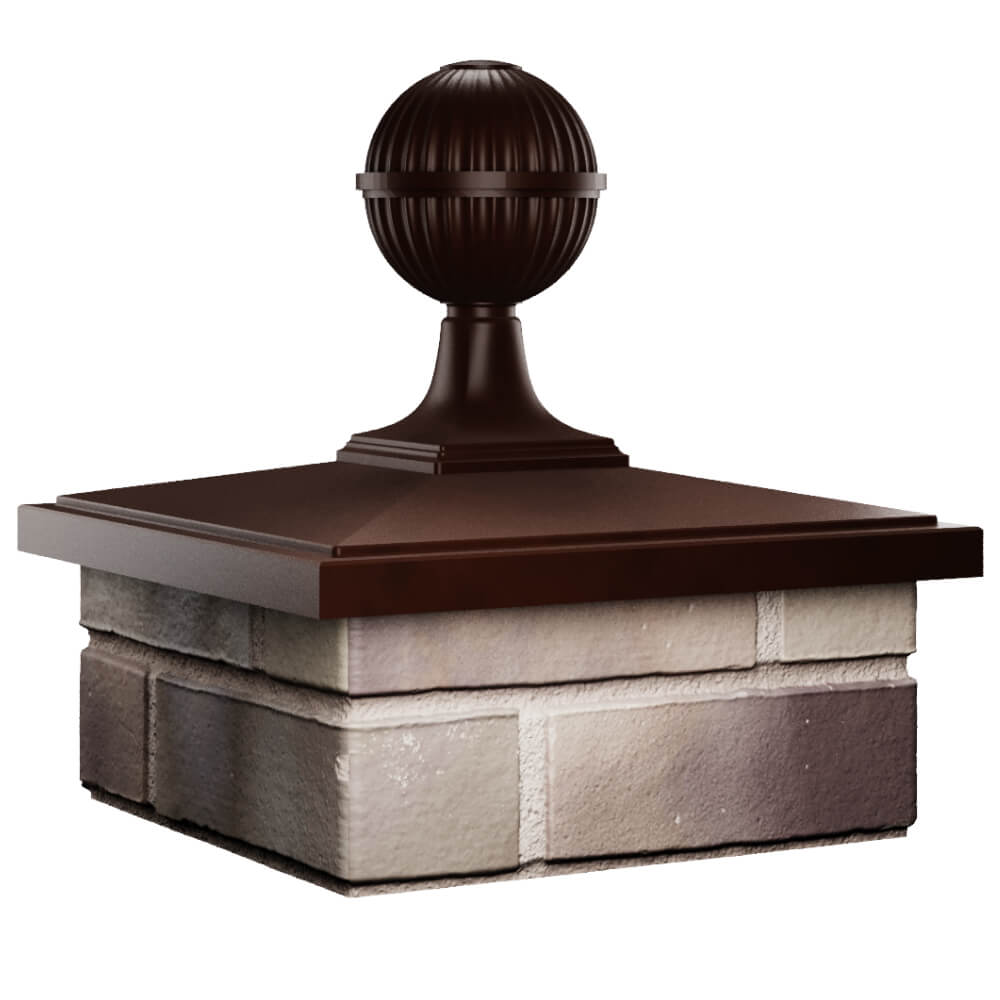 Колпак Zking БонаМоно Коричневый с шаром на столб 1.5х1.5 кирпича (385х385, 400х400мм) в сборе в Сибае фото
