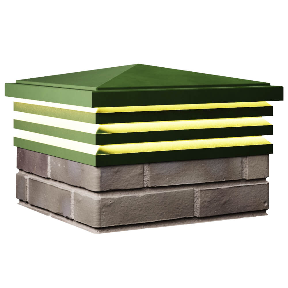 Колпак Zking Бона ХайТек Зеленый на столб 1.5х1.5 кирпича (385х385мм) с подсветкой в Сибае фото