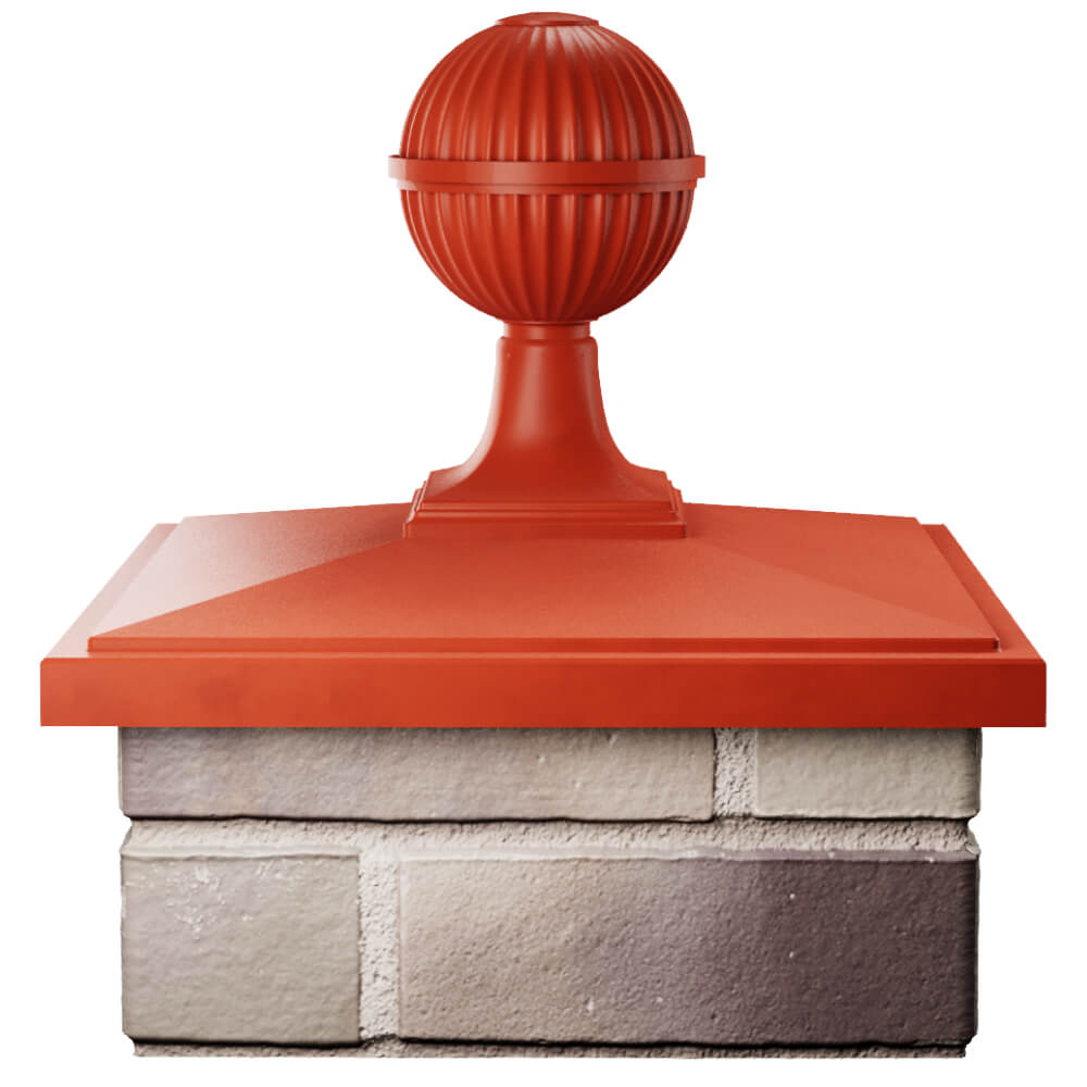 Колпак Zking БонаМоно Красный с шаром на столб 1.5х1.5 кирпича (385х385, 400х400мм) в сборе Сибай фото