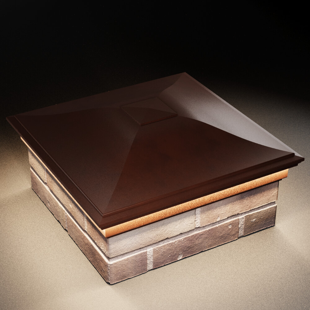 Колпак Zking Монблан Коричневый на столб 2х2 кирпича (515х515мм) c подсветкой в Сибае фото