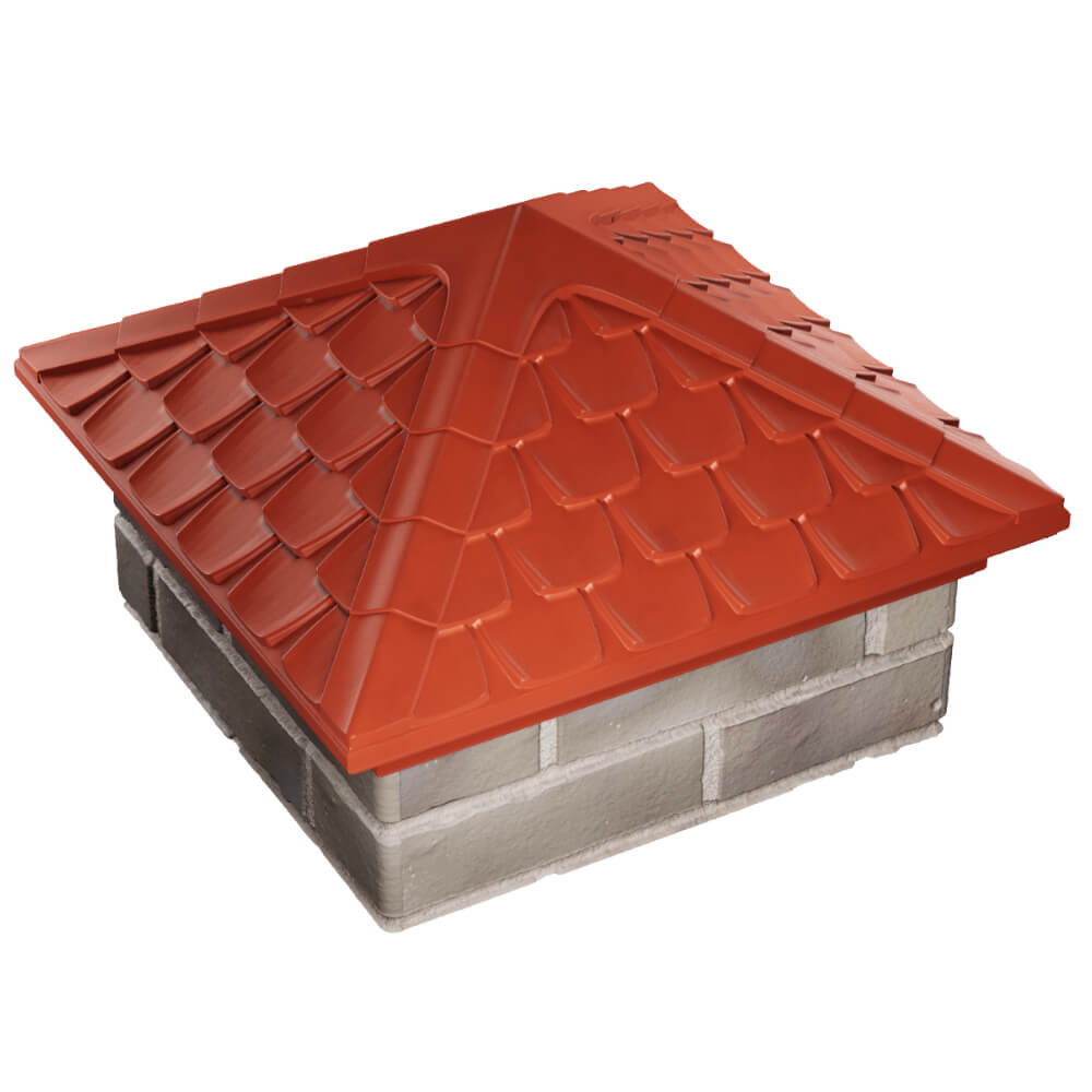 Колпак Zking Эльбрус Красный на столб 1.5х1.5 кирпича (385х385мм) в Сибае фото