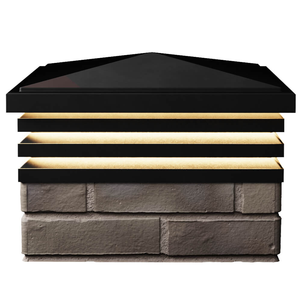 Колпак Zking Бона ХайТек Черный на столб 1.5х1.5 кирпича (385х385мм) с подсветкой в Сибае фото