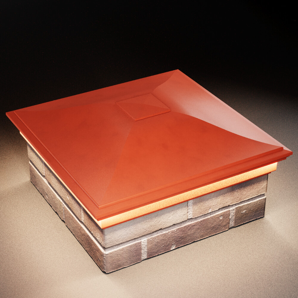 Колпак Zking Монблан Красный на столб 2х2 кирпича (515х515мм) c подсветкой в Сибае фото