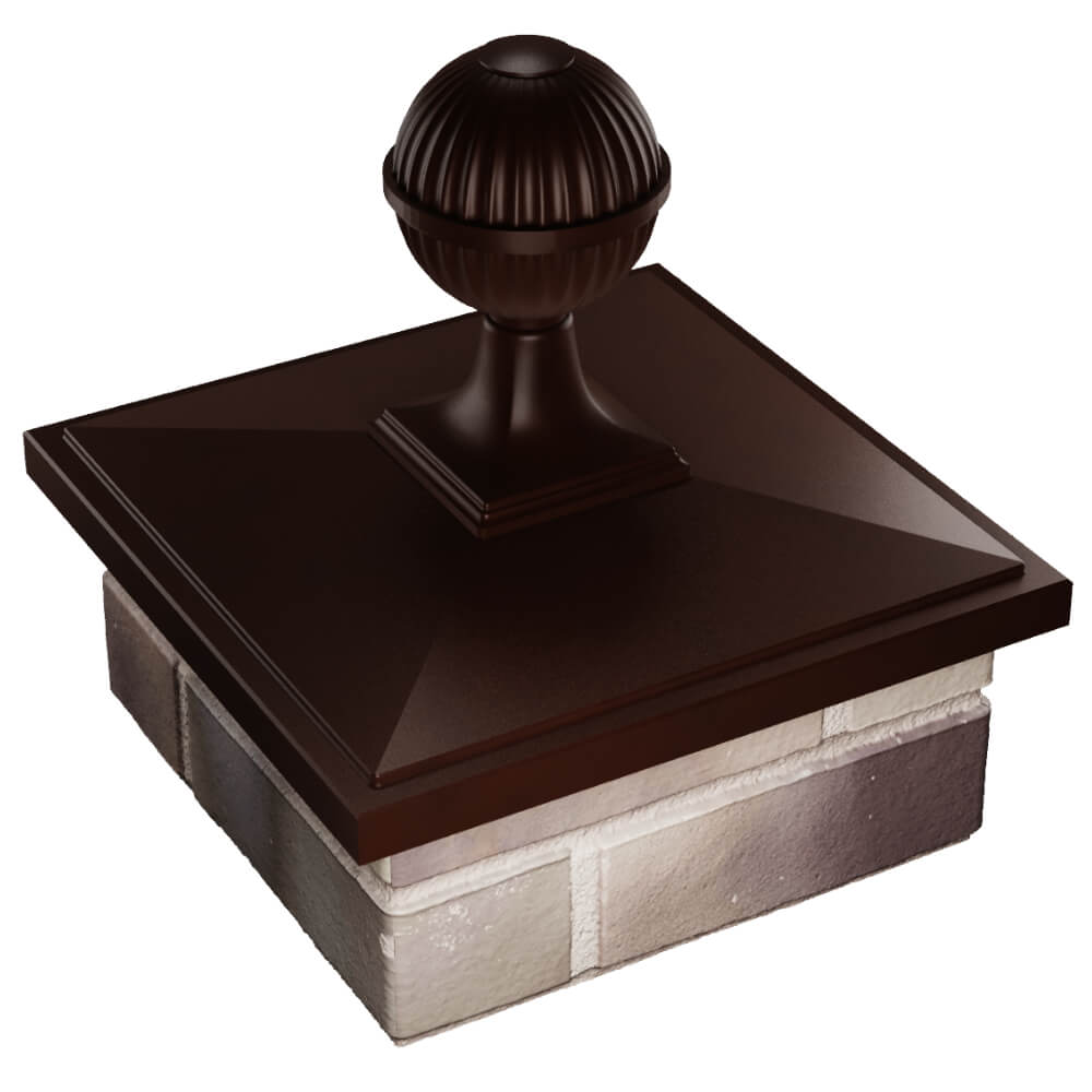 Колпак Zking БонаМоно Коричневый с шаром на столб 1.5х1.5 кирпича (385х385, 400х400мм) в сборе в Сибае фото