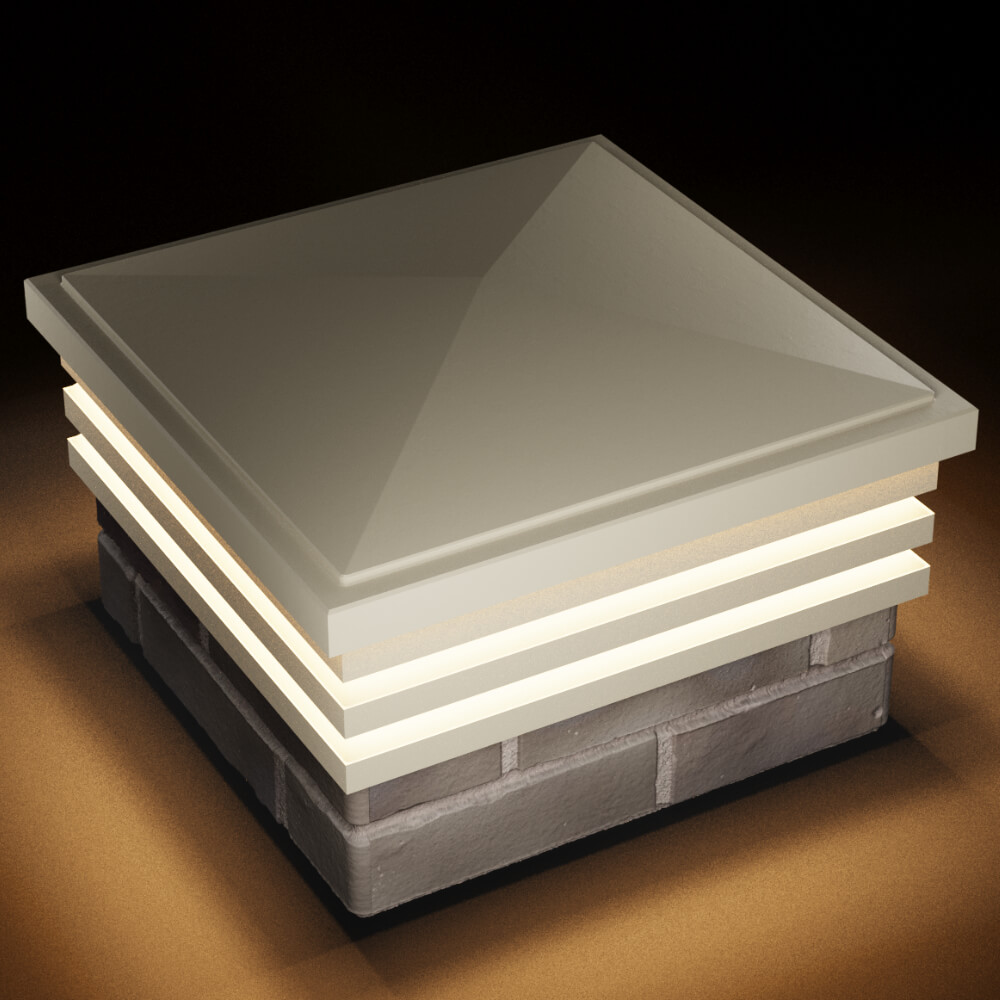 Колпак Zking Бона ХайТек Бежевый на столб 1.5х1.5 кирпича (385х385мм) с подсветкой в Сибае фото