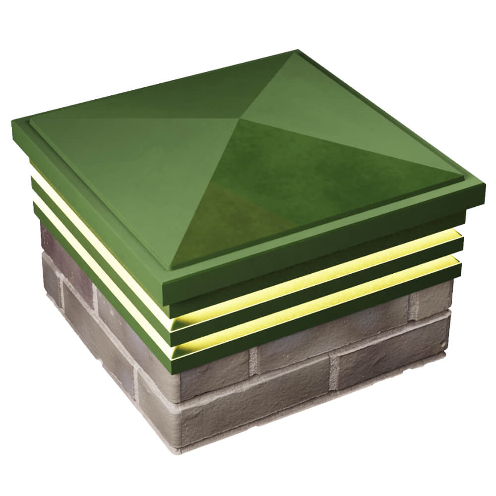 Колпак Zking Бона ХайТек Зеленый на столб 1.5х1.5 кирпича (385х385мм) с подсветкой в Сибае фото