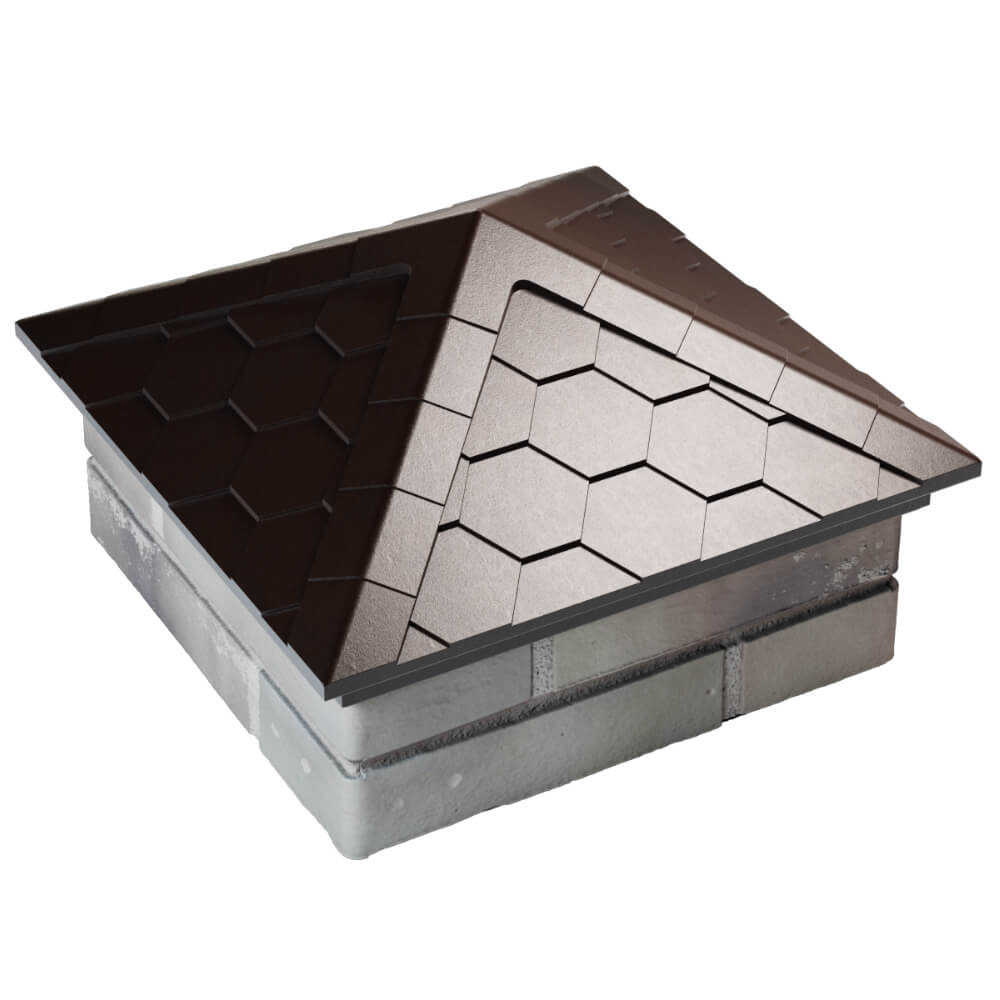 Колпак Zking Эверест Коричневый на столб 1.5х1.5 кирпича (390х390мм) в Сибае фото