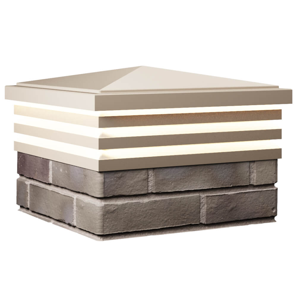 Колпак Zking Бона ХайТек Бежевый на столб 1.5х1.5 кирпича (385х385мм) с подсветкой в Сибае фото