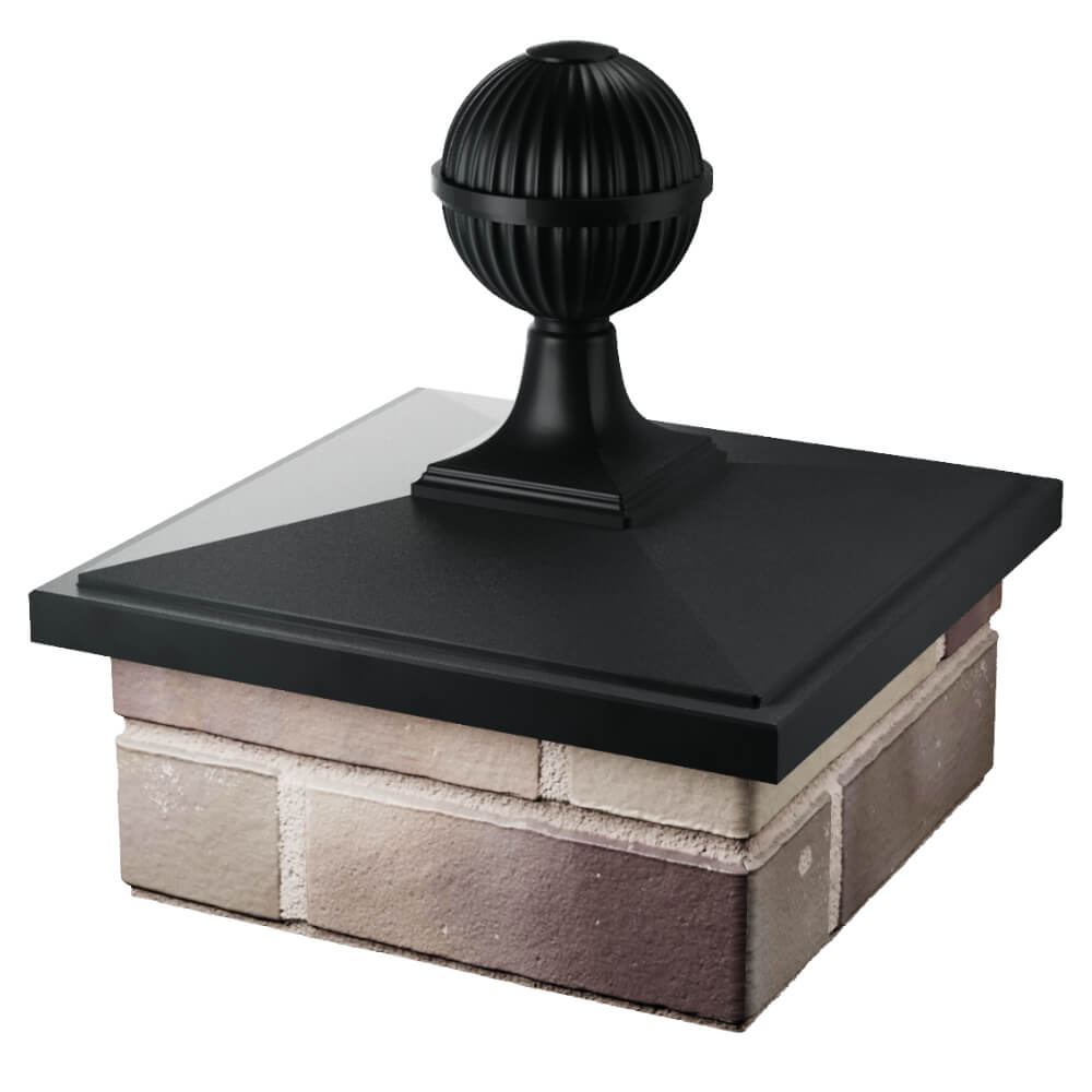 Колпак Zking БонаМоно Черный с шаром на столб 1.5х1.5 кирпича (385х385, 400х400мм) в сборе в Сибае фото