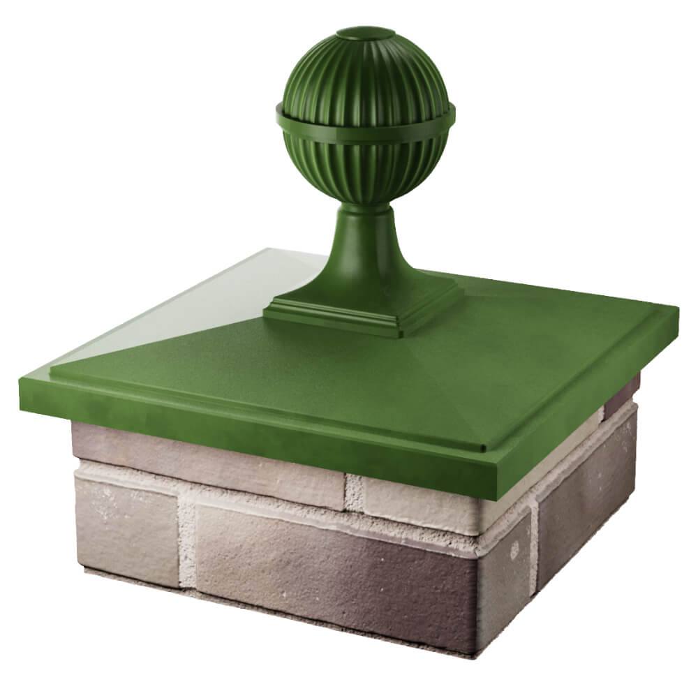 Колпак Zking БонаМоно Зеленый с шаром на столб 1.5х1.5 кирпича (385х385, 400х400мм) в сборе в Сибае фото