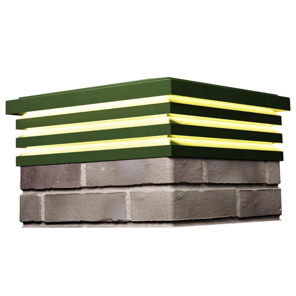 Колпак Zking Бона ХайТек Зеленый на столб 1.5х1.5 кирпича (385х385мм) с подсветкой в Сибае фото