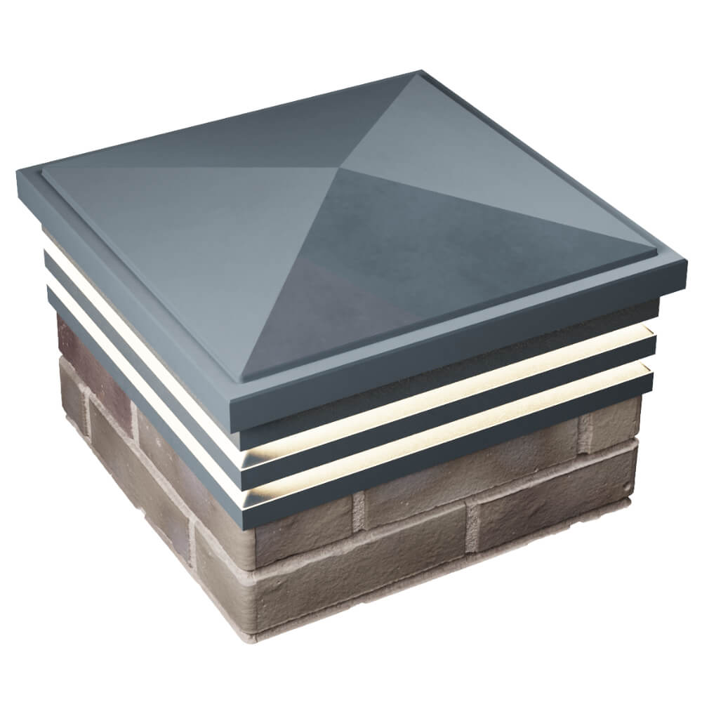 Колпак Zking Бона ХайТек Серый на столб 1.5х1.5 кирпича (385х385мм) с подсветкой в Сибае фото