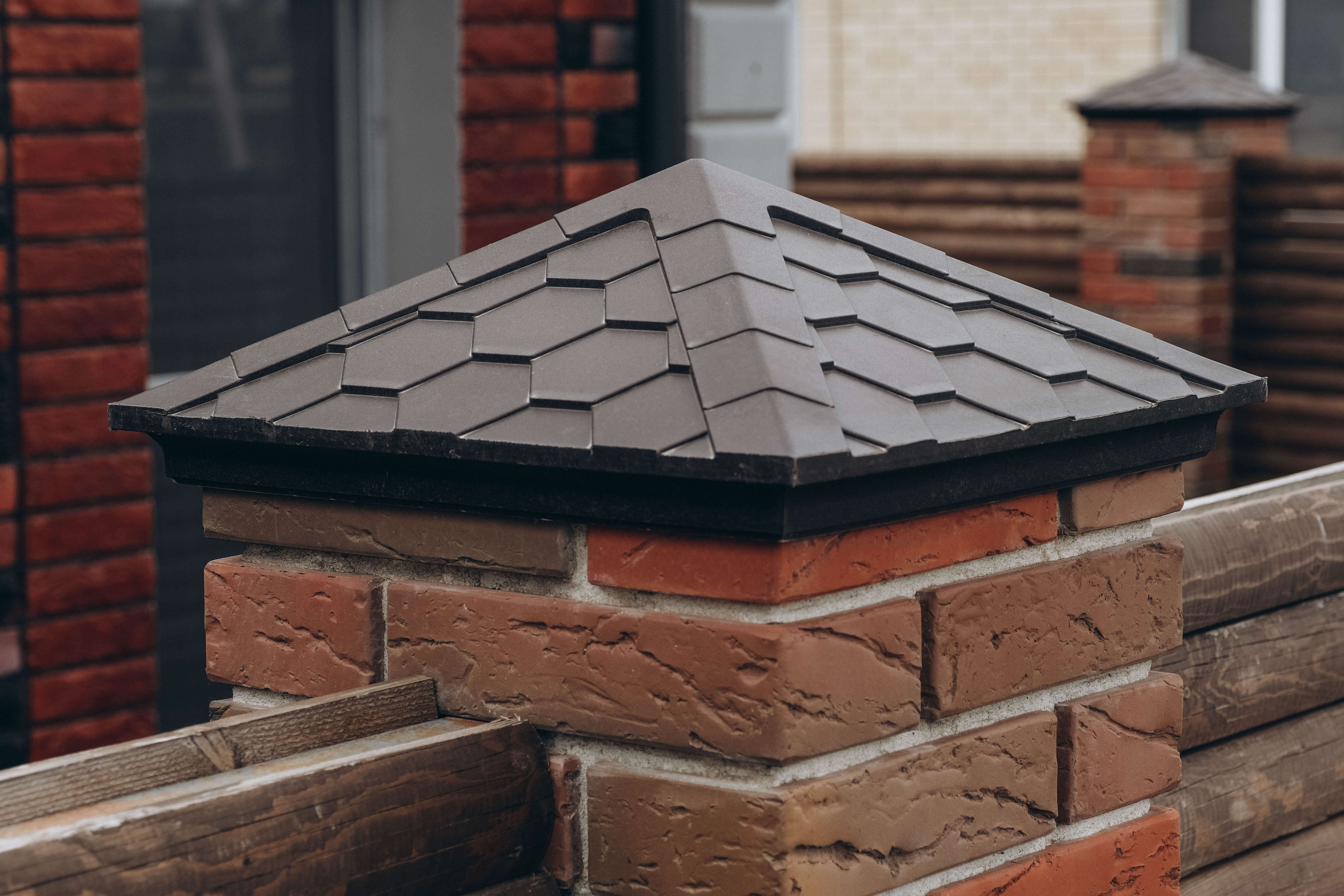 Колпак Zking Эверест Коричневый на столб 1.5х1.5 кирпича (390х390мм) в Сибае фото