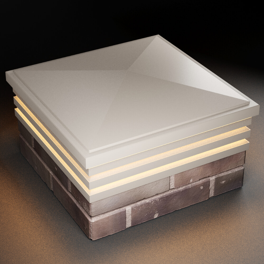 Колпак Zking Бона ХайТек Бежевый на столб 2х2 кирпича (513х513мм) с подсветкой в Сибае фото