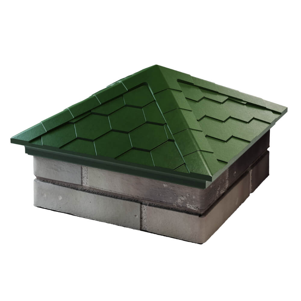 Колпак Zking Эверест Зеленый на столб 1.5х1.5 кирпича (390х390мм) в Сибае фото