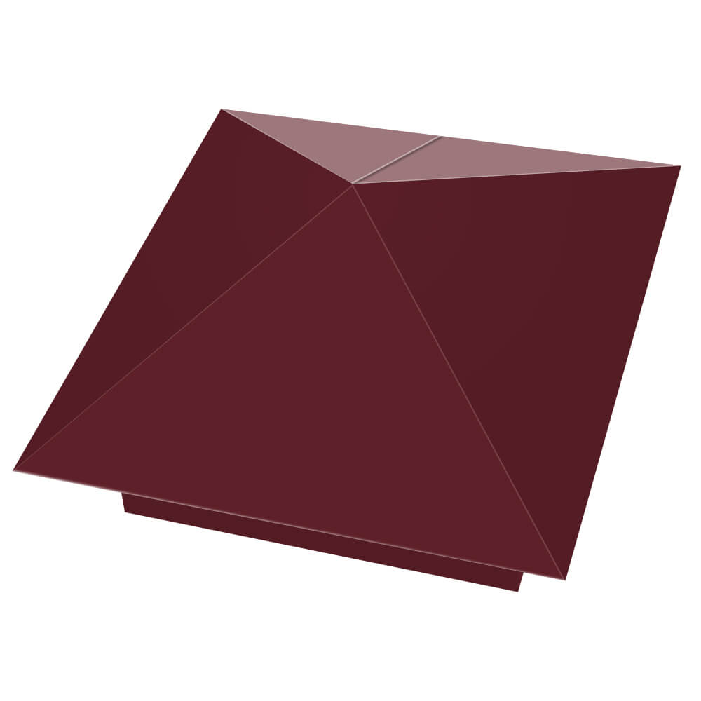 Колпак металлический 390х390мм RAL3005 Красное Вино заборный Сибай фото