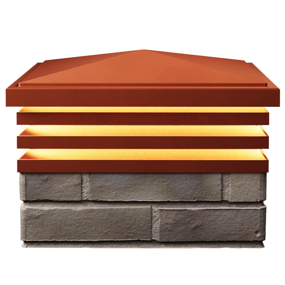 Колпак Zking Бона ХайТек Красный на столб 1.5х1.5 кирпича (385х385мм) с подсветкой в Сибае фото