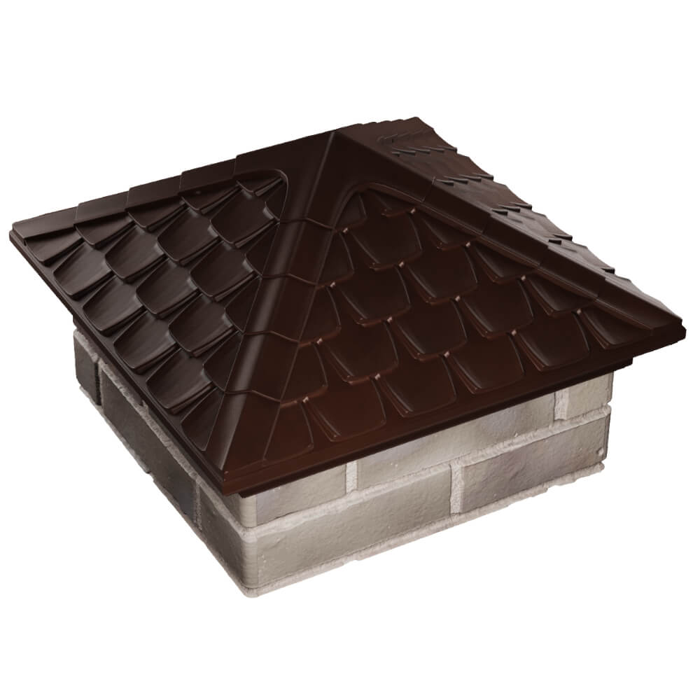 Колпак Zking Эльбрус Коричневый на столб 1.5х1.5 кирпича (385х385мм) в Сибае фото