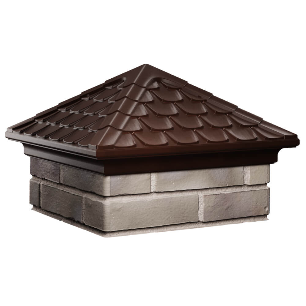 Колпак Zking Эльбрус Коричневый на столб 1.5х1.5 кирпича (385х385мм) в Сибае фото