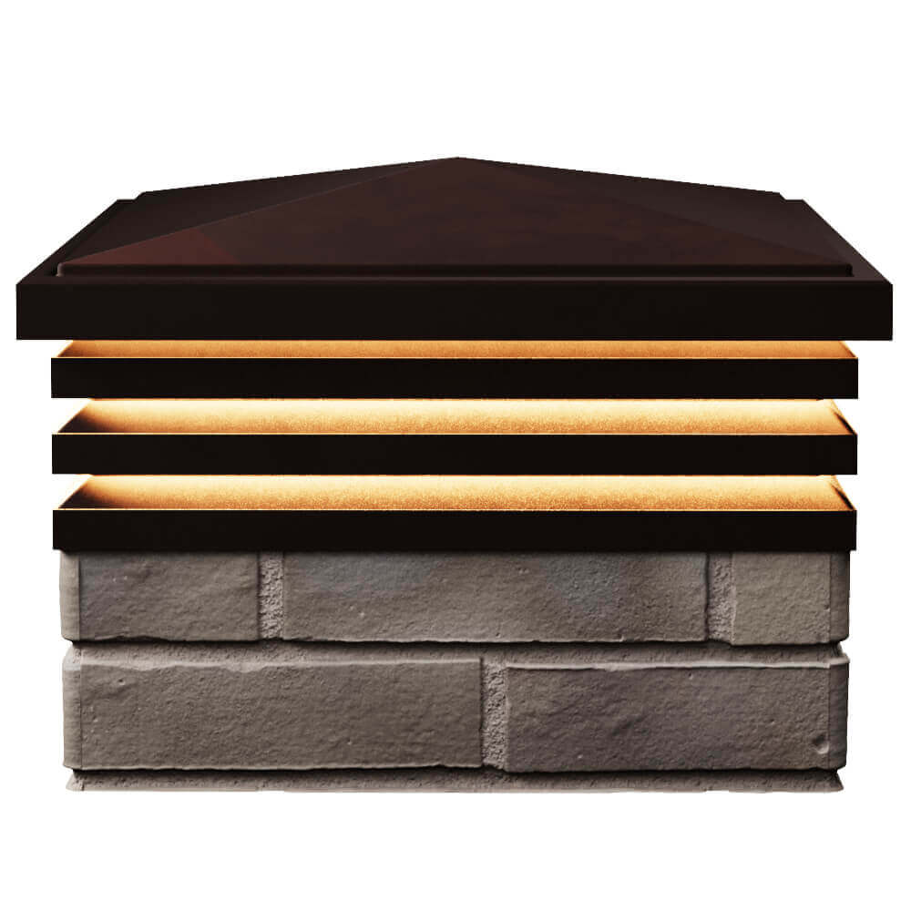 Колпак Zking Бона ХайТек Коричневый на столб 1.5х1.5 кирпича (385х385мм) с подсветкой в Сибае фото